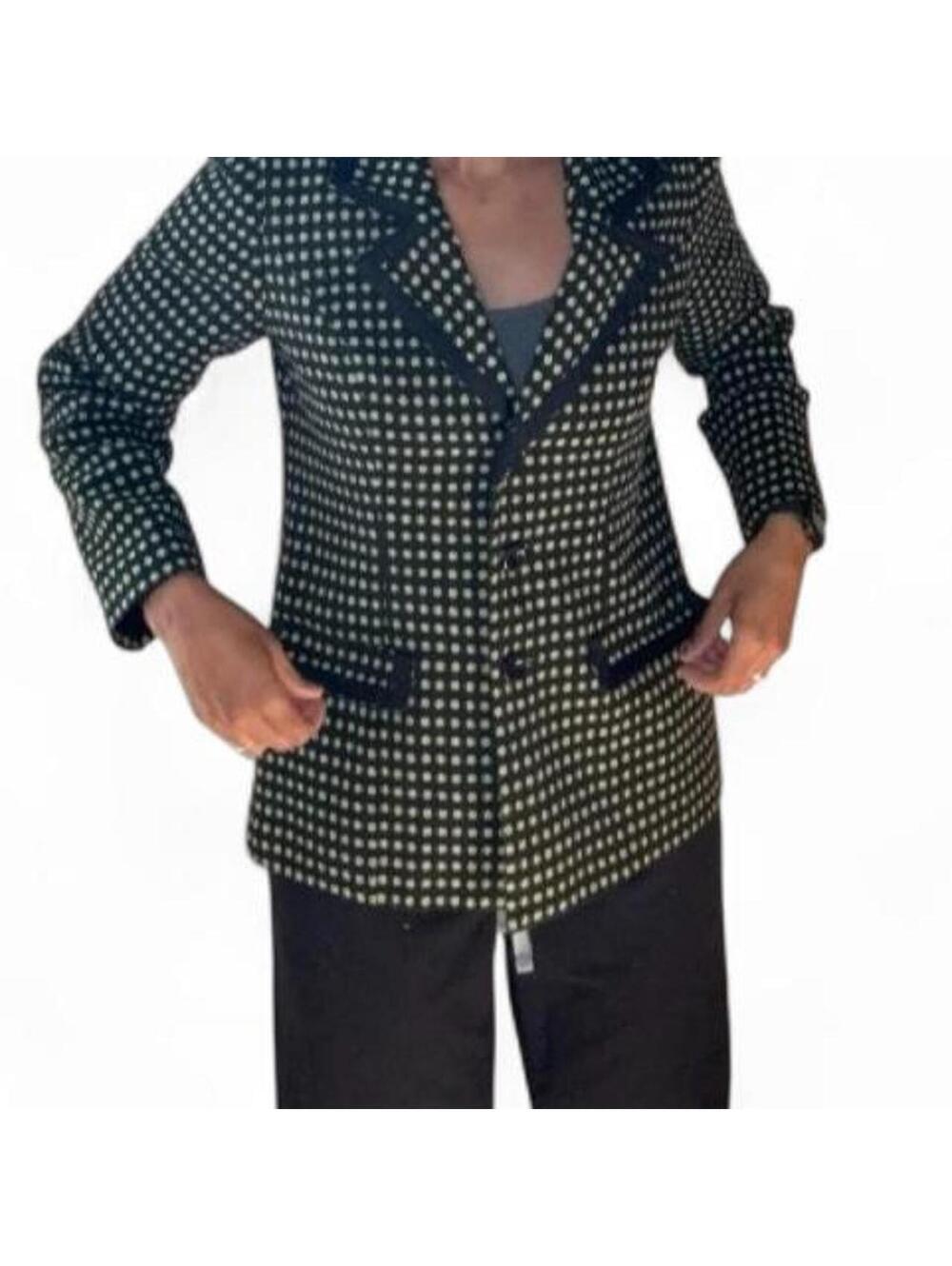 Jason Evans black & yellow polka dot blazer Size 8 with shoulder pads